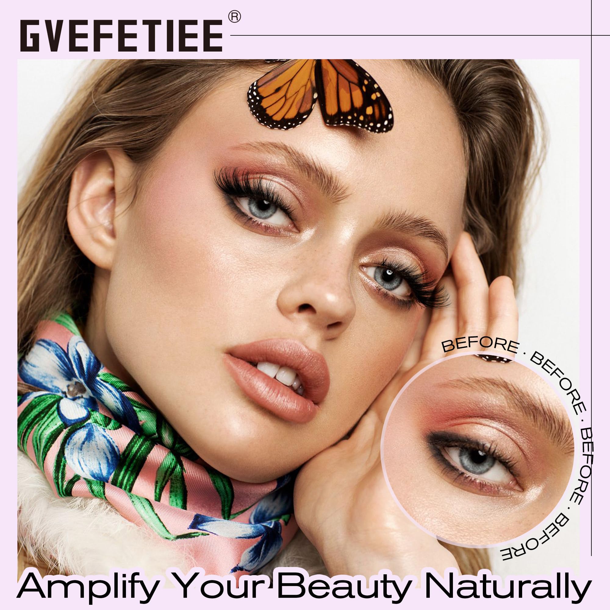 Natural Lashes Cat Eye Lashes False Eyelashes Fox Eye Lashes Wispy Lashes Natural Look Clear Band Lashes 3D Strip Fake Eye Lashes Pack by GVEFETIEE