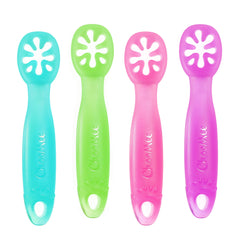 ChooMee FlexiDip Baby Starter Spoon   Platinum Silicone   First Stage Teething Friendly Learning Utensil   4 CT   Four Colors