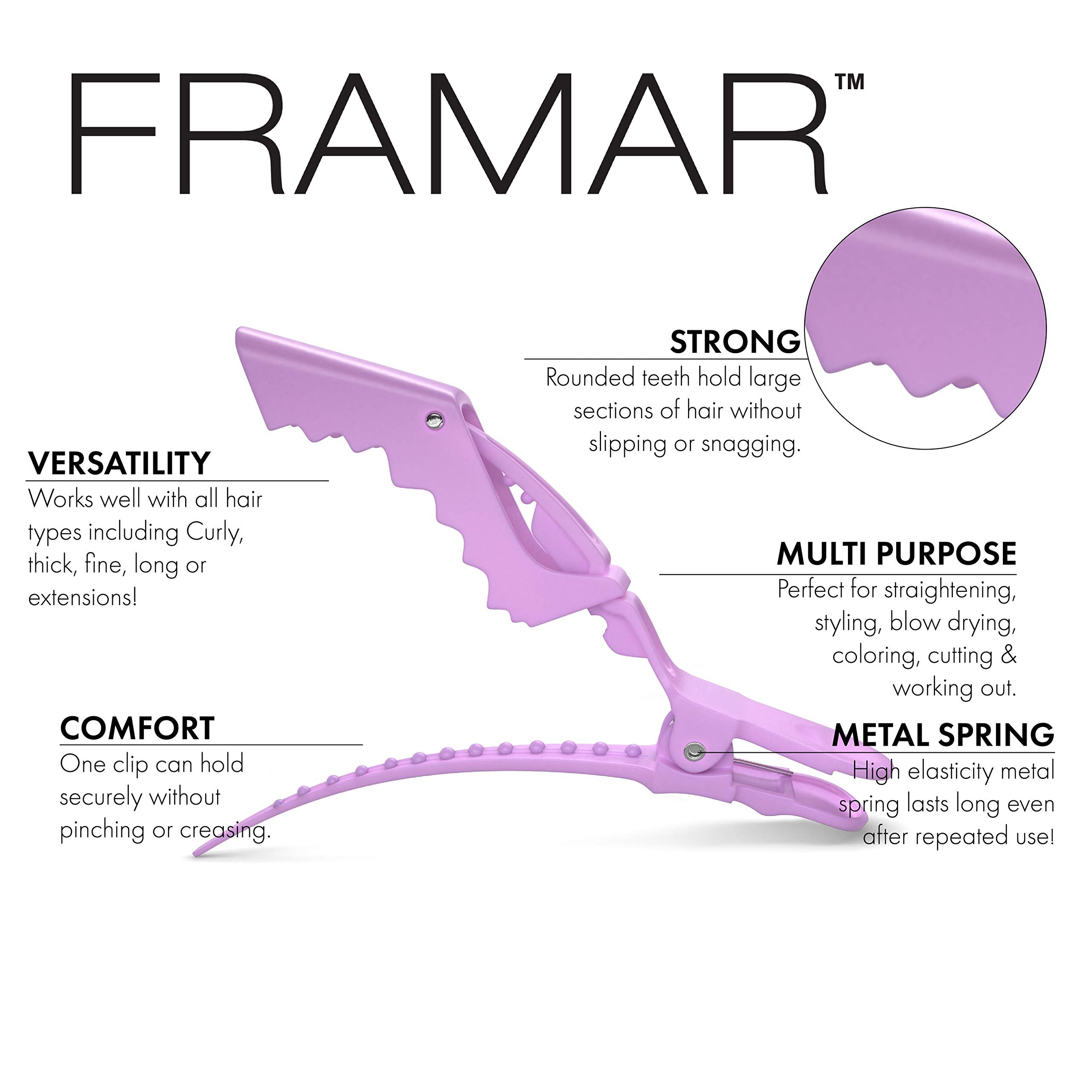 FRAMAR Pastel Crocodile Clips Hair – Professional Hair Clips For Styling, Sectioning Hair Clips Women, Alligator Clips Hair Sectioning Clips, For Hair Salon, Hair Clip – 10 Pk