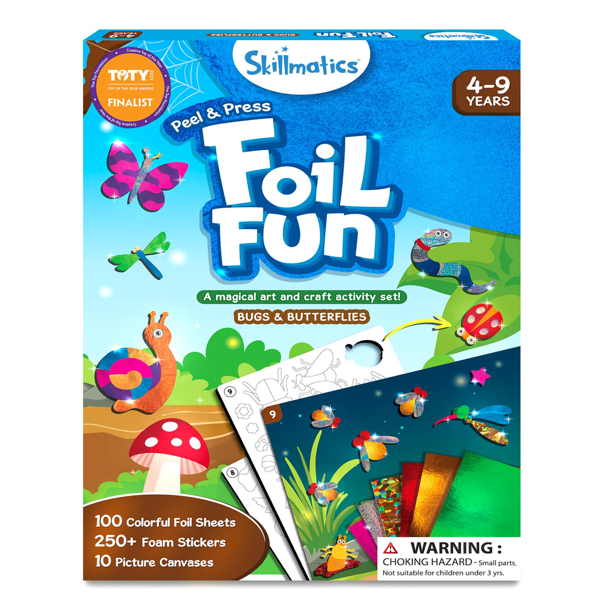 Skillmatics Art & Craft Activity - Foil Fun Bugs & Butterflies, No Mess Art for Kids, Craft Kits & Supplies, DIY Creative Activity, Gifts for Boys & Girls Ages 4, 5, 6, 7, 8, 9, Travel Toys