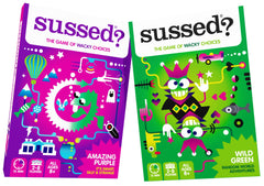 SUSSED The Wacky 'What Would I Do?' Game   500 Hilarious Questions   Kids, Teens & Adults   2-16 Players   4 Ways to Play   2 Games Bundle: Wild Green & Amazing Purple