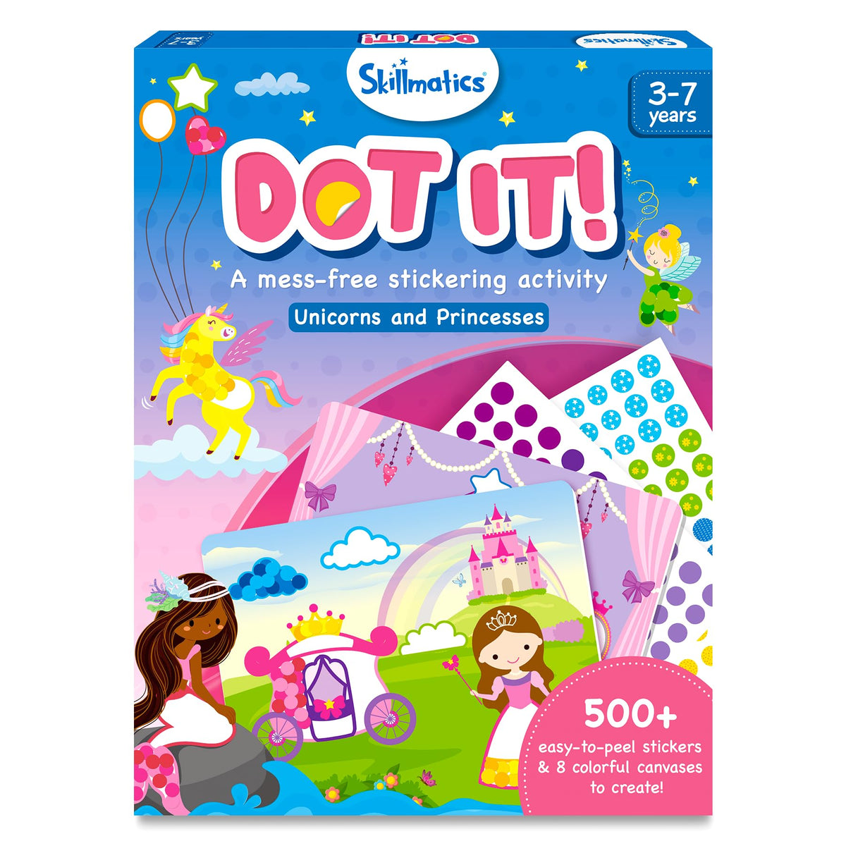 Skillmatics Art Activity - Dot It Unicorns & Princesses, No Mess Sticker Art for Kids, Craft Kits, DIY Activity, Gifts for Boys & Girls Ages 3, 4, 5, 6, 7, Travel Toys for Toddlers