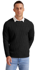 Sailwind Mens Jumpers Crew Neck Tops Knitted Sweaters Classic Pullover Solid Colour Basic Tops Autumn Winter Warm Knitwear (Black, M)