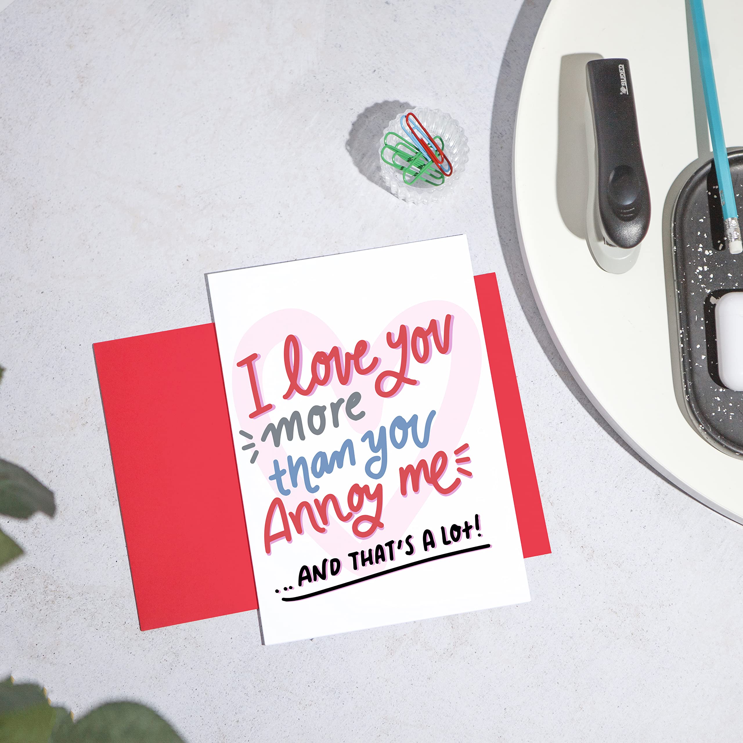 Huxters Funny Birthday Card for Him - 'I Love you more than you annoy me' - Anniversary Card for Husband - Valentines day Card - Wife Birthday cards for her - Boyfriend love card girlfriend - A5