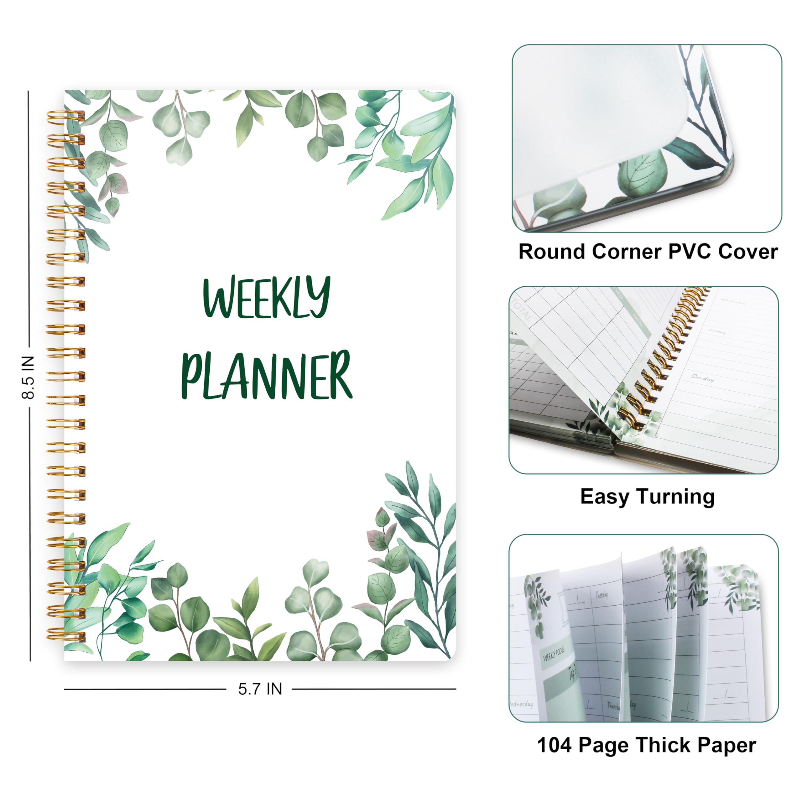 Weekly Planner,Undate To Do List Notebook for Home, Work with Weekly goals, Habit Tracker,52 sheets,A5 size