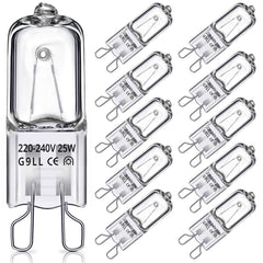 G9 Halogen Light Bulbs 25W, TOKIISHE G9 Dimmable Capsule Bulb for Oven, Wax, Lamps, 2800K Warm White, 220V - 240V, 10 Packs