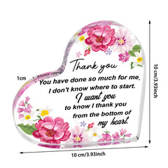 Shoppawhile Thank You Gift, Thank You Gifts for Women Men Friends Colleagues Thank You Teacher Gifts Thank You Heart-shaped Acrylic Plaque