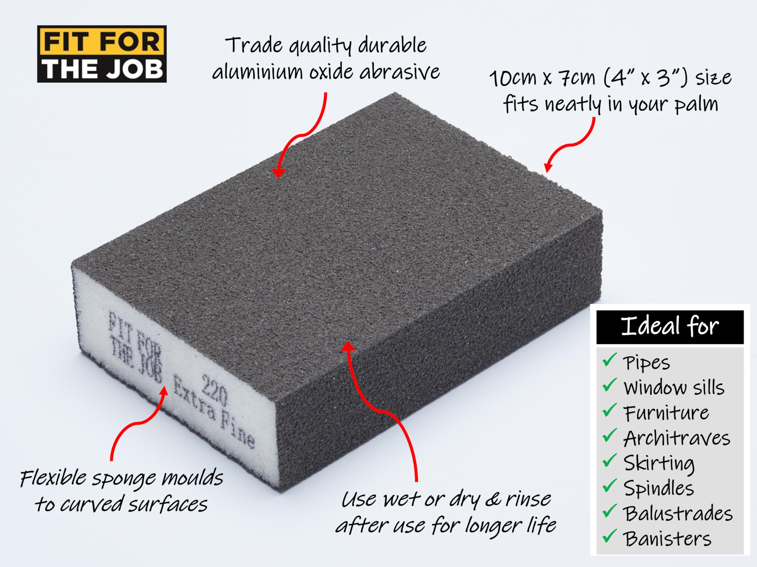 Fit For The Job Sanding Block 6 pcs 60/80/100/120/180/200 grits Flexible Sanding Sponges Sanding Blocks Washable Wet & Dry Abrasive Pads, Sanding Pads for Sanding Wood, Walls, Plaster, Sandpaper