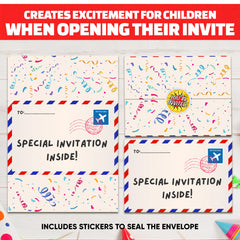 BestaFiesta 36 Kids Childrens Birthday Party Invitations Kids Invites with Folding Envelope Design and Holographic Stickers (Rainbow)