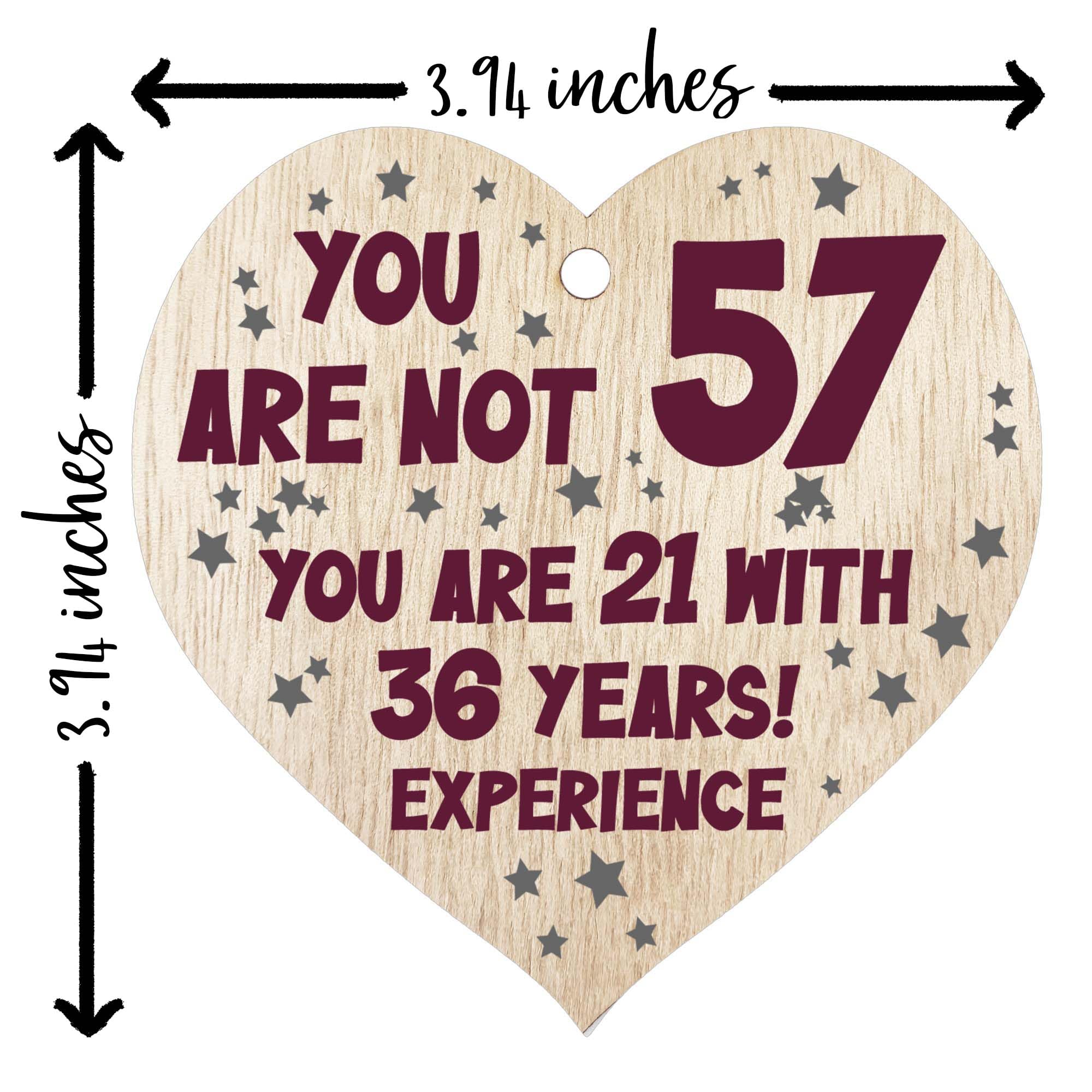 57th Birthday Gift For Women Men Wooden Heart Plaque, Light Wood Sign Keepsake, Happy Birthday Mum, Girlfriend, Dad, Husband, Wife, Boyfriend, Mum Gifts From Son, Nan, Grandad Birthday Present