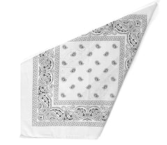 White Paisley Bandana Head Scarf Headbands Handkerchief Cowboy Cotton Bib Party Face Covering Headwear For Motorcycling Mens Womens Unisex