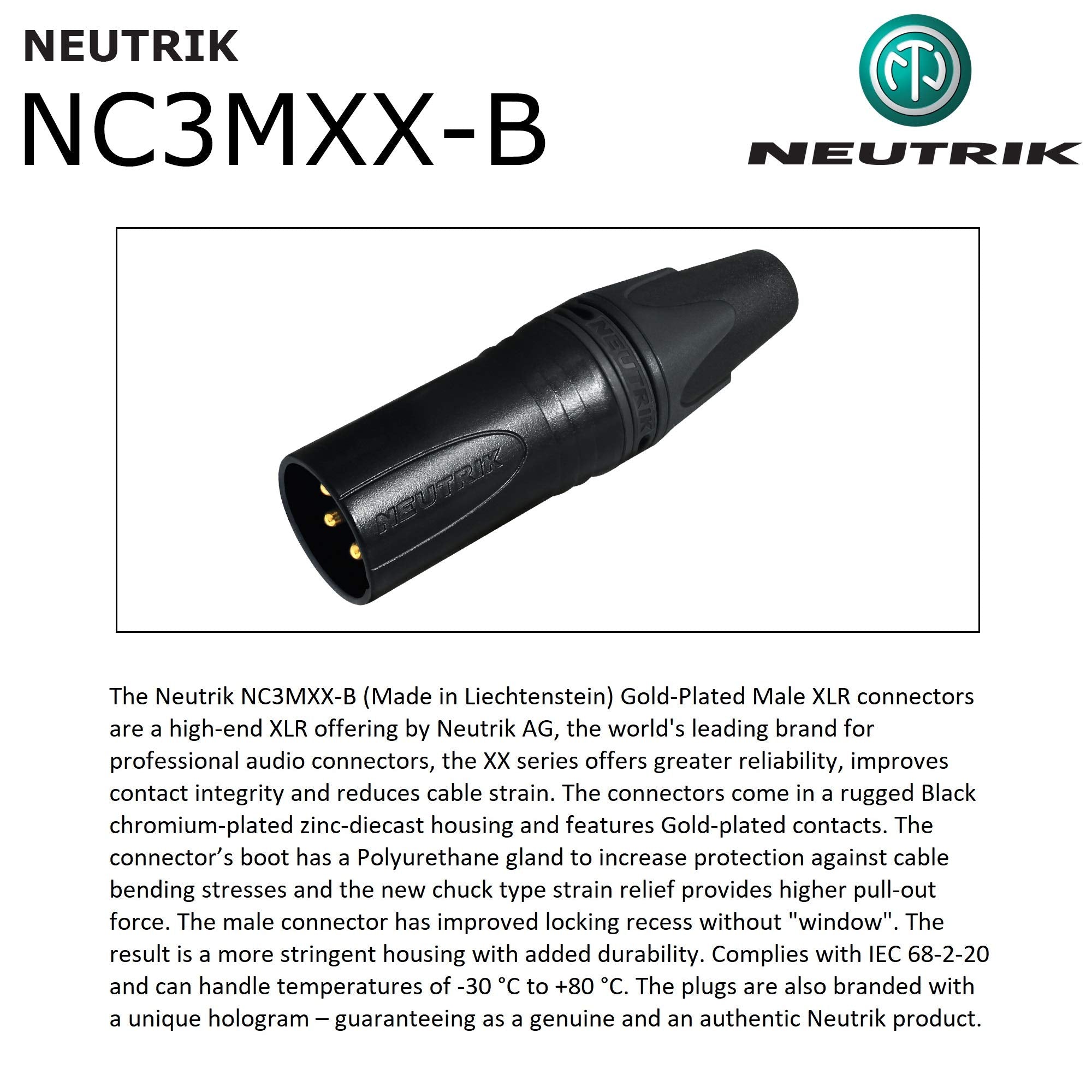 WORLDS BEST CABLES 3 Meter – Quad Balanced Microphone Cable CUSTOM MADE using Mogami 2534 wire and Neutrik NC3MXX-B Male & NC3FXX-B Female XLR Plugs.