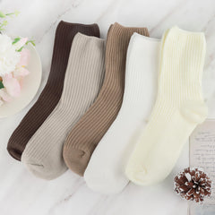 Jeasona 5 Pairs Socks Womens 4-7 Cotton Womens Socks Size 4-7 Multipack Ladies Socks 4-7 Multipack Cotton Plain Cute Socks for Women Teen Girls Socks for Women Christmas