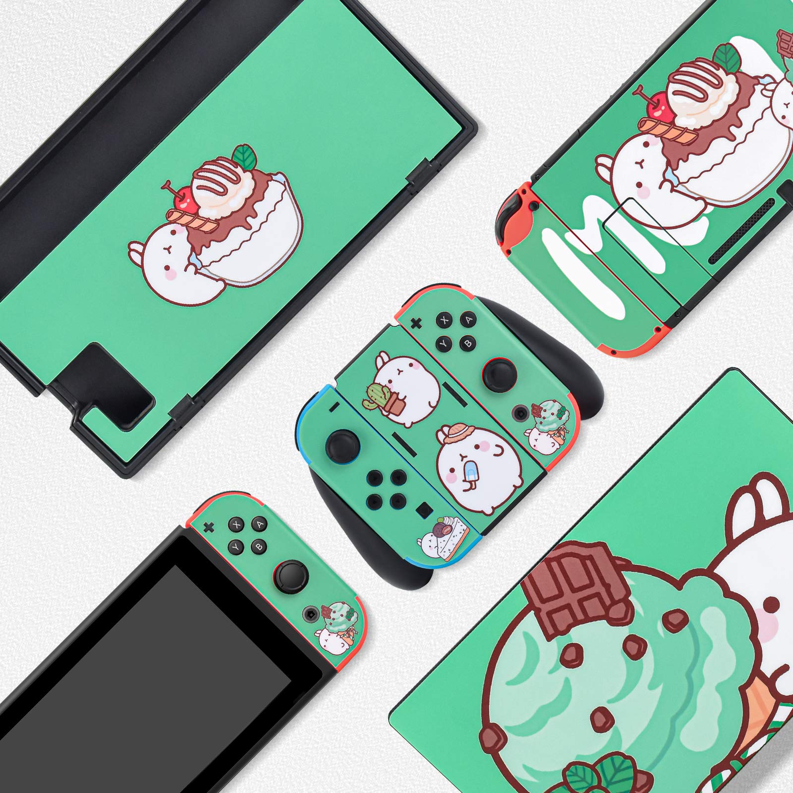 DLseego Compatible with Switch Skin Sticker,Cartoon Cute Fun Skins Full Set Faceplate Cover Decals for Kids Girl Women,Console & Joystick Controller & Dock Protection Kit for Switch-Purple