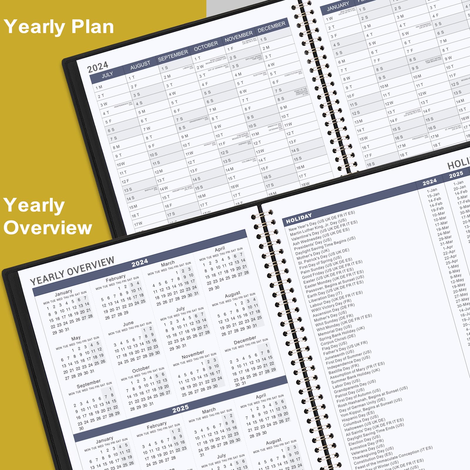 Appointment Diary 2024-2025 - A4 Diary 2024-2025 from July 2024 to June 2025, A4 Week to View Hourly Planner, Softcover Appointment Book 2024-2025, 15 Minutes Intervals, 21.8 x 29 cm, Black