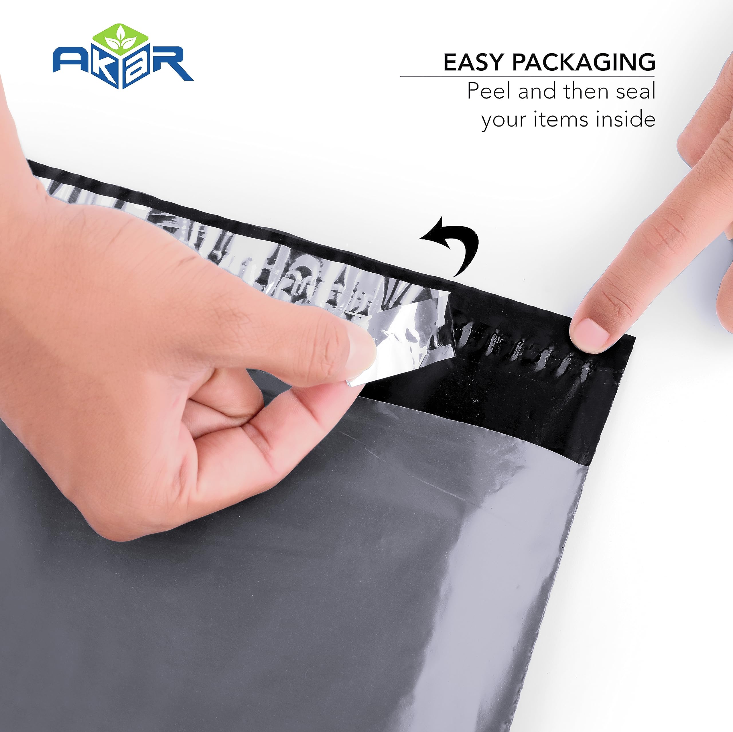 AKAR - 60 Mixed Mailing Postal Self-Seal Closure Plastic Bags Envelopes for Posting Clothes, Postal, Packaging, Shipping Tempered Proof, Secure Medium Postage Sizes Grey