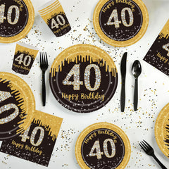 40th Birthday Table Cloth Black Gold,137*274cm Black Gold 40th Birthday Party Table Decoration Plastic Waterproof Rectangular Table Cover for Men Women Him Her Birthday Gifts Party Table Decoration