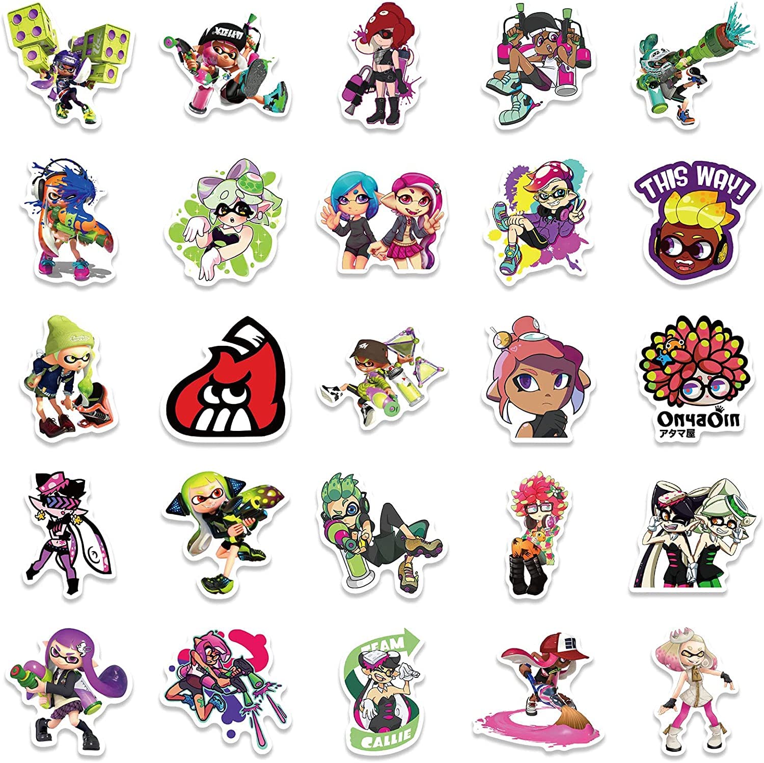 Yangsiw Splatoon Stickers for Teen Kids Water Bottle, 50pcs Cool Shooting Games Decal for Laptop Bike Guitar Luggage Phone Computer Skateboard (Splatoon)