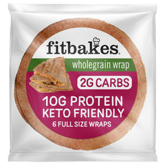 Fitbakes 2g Carbs Wholegrain Keto Tortilla Wraps, 6x40g Full Size Keto Wraps, 10g Protein Wraps, Keto Bread, Low Carb Wrap for Low Carb Snacks, Keto Snack, Protein Bread, Keto Food UK, Low Carb Bread