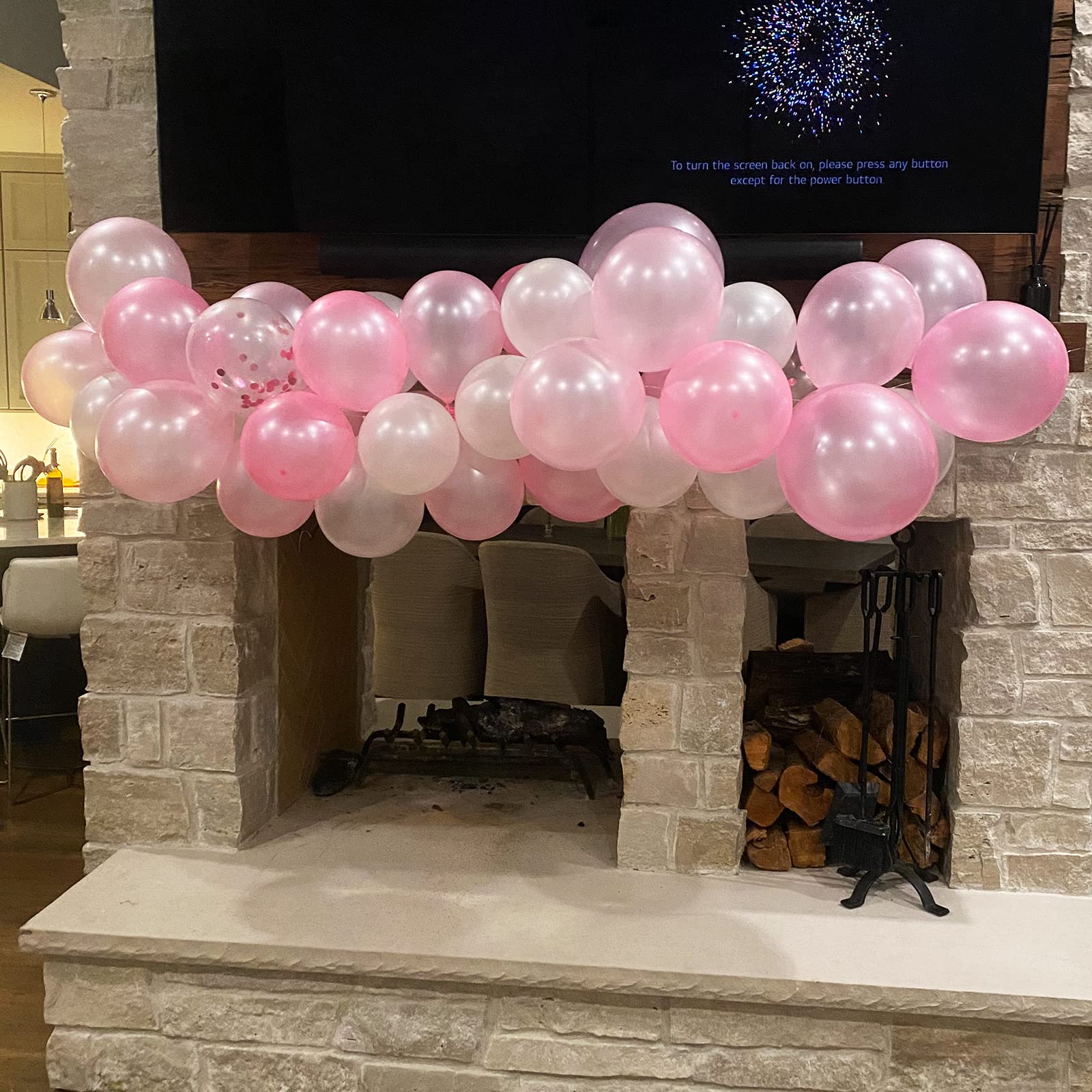 Pink White Balloons, 60 Packs 12 Inch Pink Confetti Balloons White Balloons for Birthday Party Decorations Girl, Weddings, Christening Baby Shower Party, Holiday Festival Party