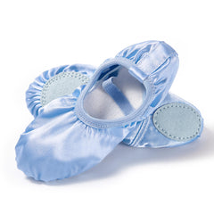 APTRO Ballet Shoes Split Sole with Satin Gymnastics Dance Shoes Flats for Girls Adults Light Blue, 8.5 UK Child,26