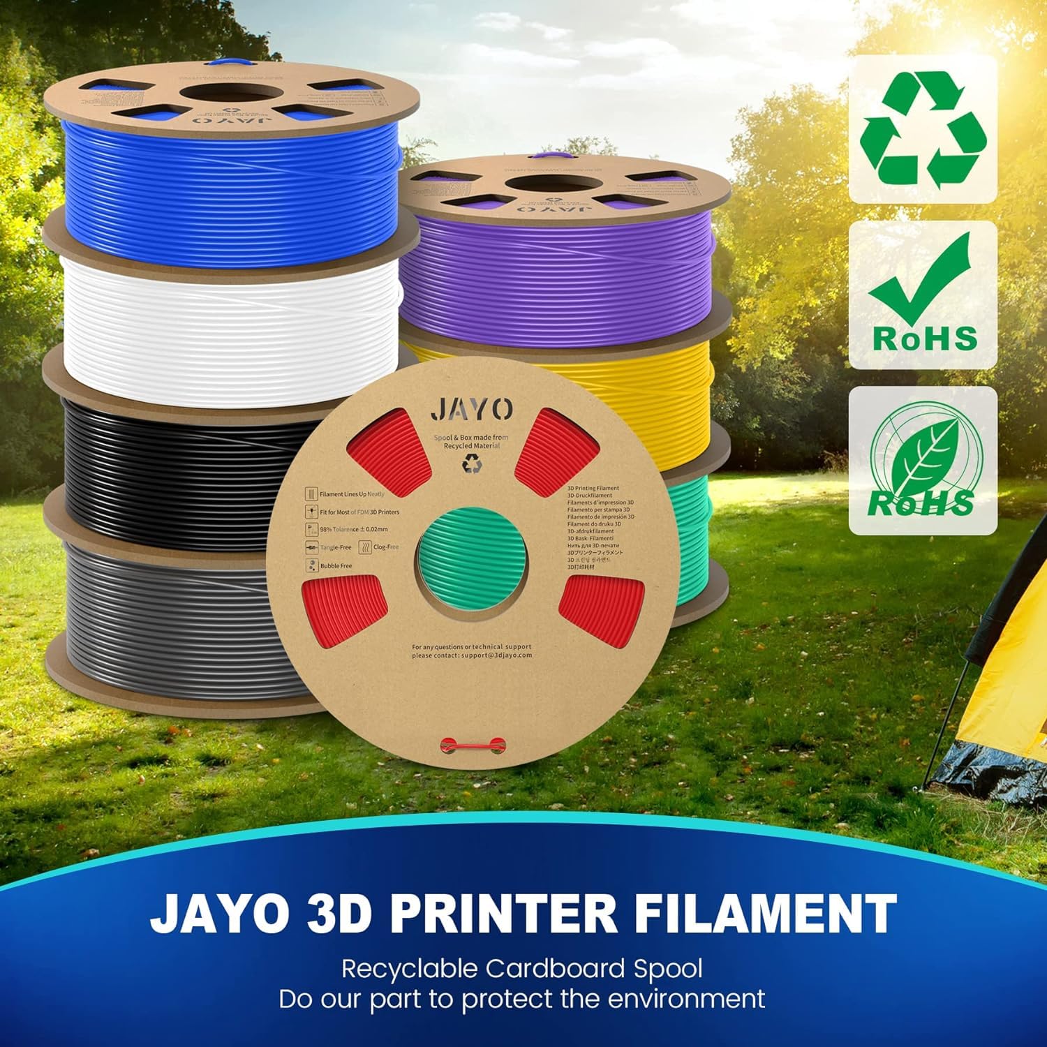 JAYO PLAand Filament 1.75mm, 3D Printer Filament PLA Plus 2.2kg, Dimensional Accuracy and/- 0.02, 2 spools PLAand redandOrange