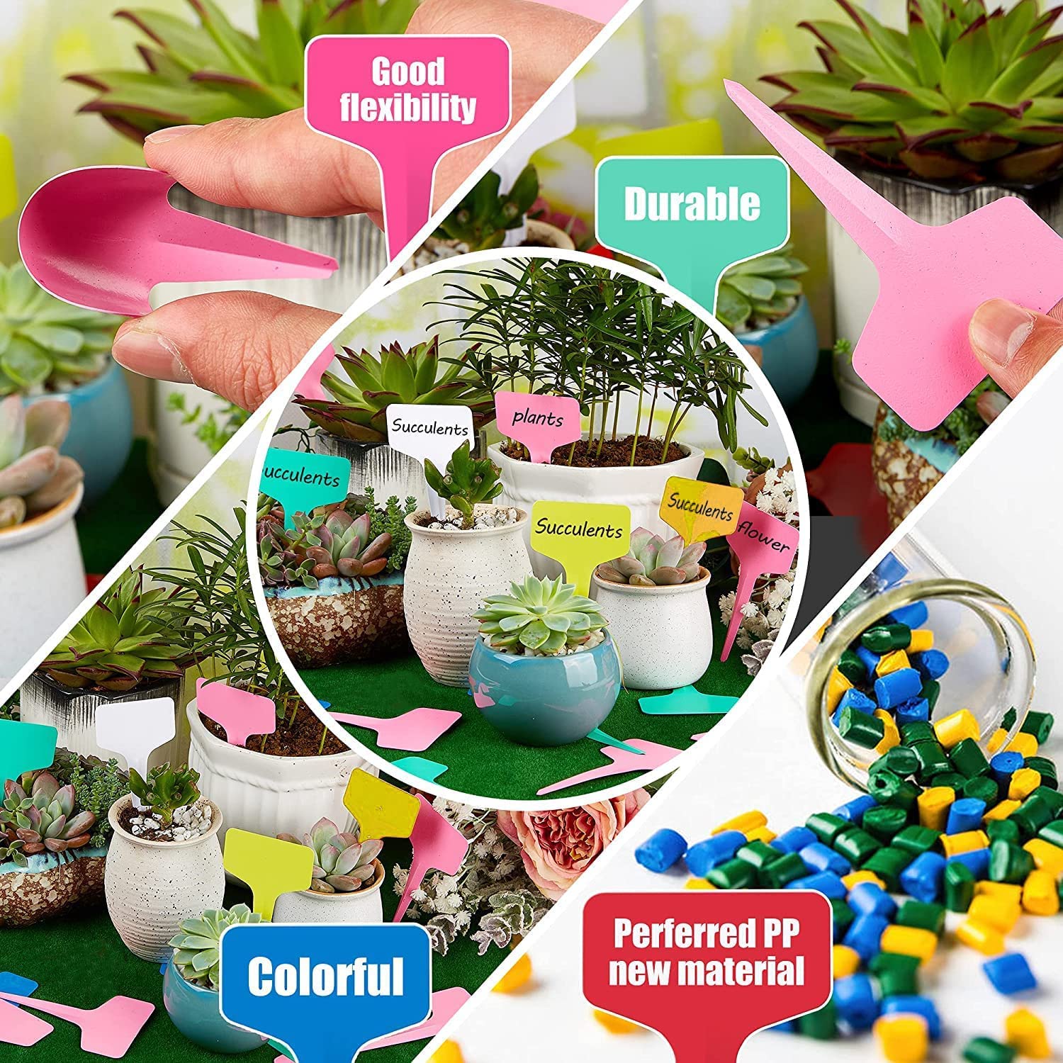 Plastic Plant Labels, 100Pcs T-Type Reusable Plant Labels Garden Markers, Waterproof Plant Tags, Seed Label, Plant Labels for Outdoor Plants Garden Seed Potted Flower (Multicolor)