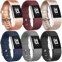 Vancle [6-Pack] Compatible for Fitbit Charge 2 Strap, Adjustable Replacement Strap with Aluminum Alloy Buckle for Fitbit Charge 2 (A, Large)