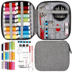 JUNING Sewing Kit with Case Portable Sewing Supplies for Home Traveler, Adults, Beginner, Emergency, Kids Contains Thread, Scissors, Needles, Measuring Tape