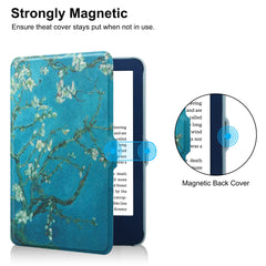 HGWALP Case for 6 inches All-New Kindle 11th Generation 2022 Release Only, Folio Ultra Slim PU Leather Cover with Auto Sleep and Wake, Protective Case for Kindle 2022-Apricot Flowers