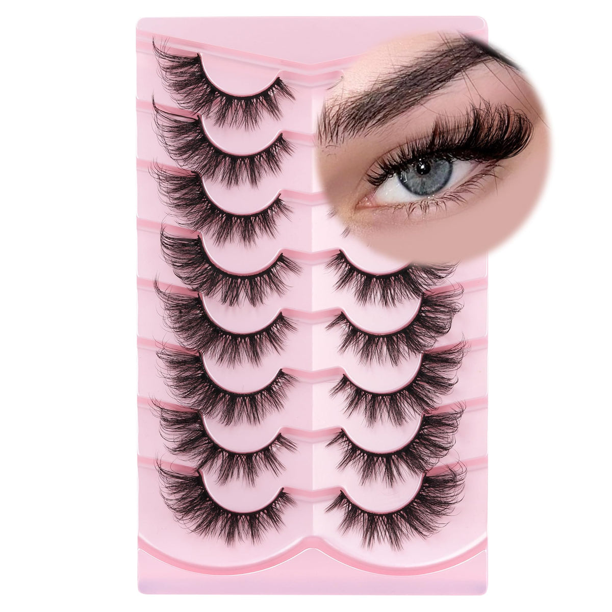 Fox Eye Lashes Wispy False Eyelashes Cat Eye Lashes Fluffy Lashes Natural Look Strip Lashes 20MM Fake Eye Lashes Pack by GVEFETIEE 8 Pairs