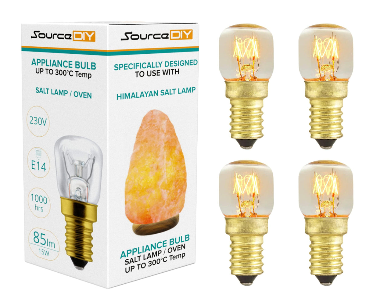 Salt Lamp Bulbs 15w E14 (Pack of 4) for Oven <300°C, Fridge, Multipurpose Pygmy Appliance SES Incandescent dimmable Bulbs