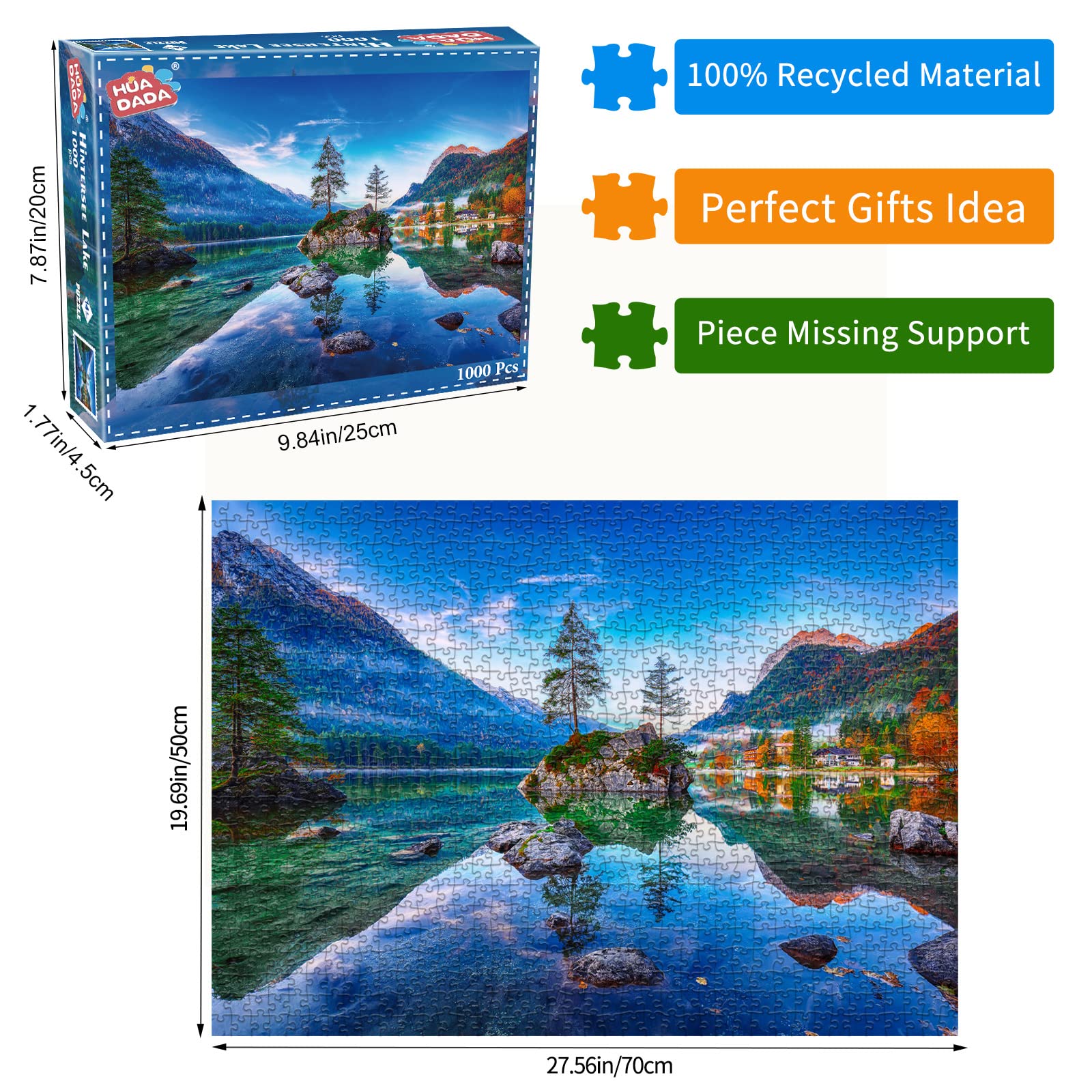 Hintersee Lake Jigsaw Puzzles for Adults 1000 Pieces Germany Landscape Jigsaw Puzzles for Adults Gifts