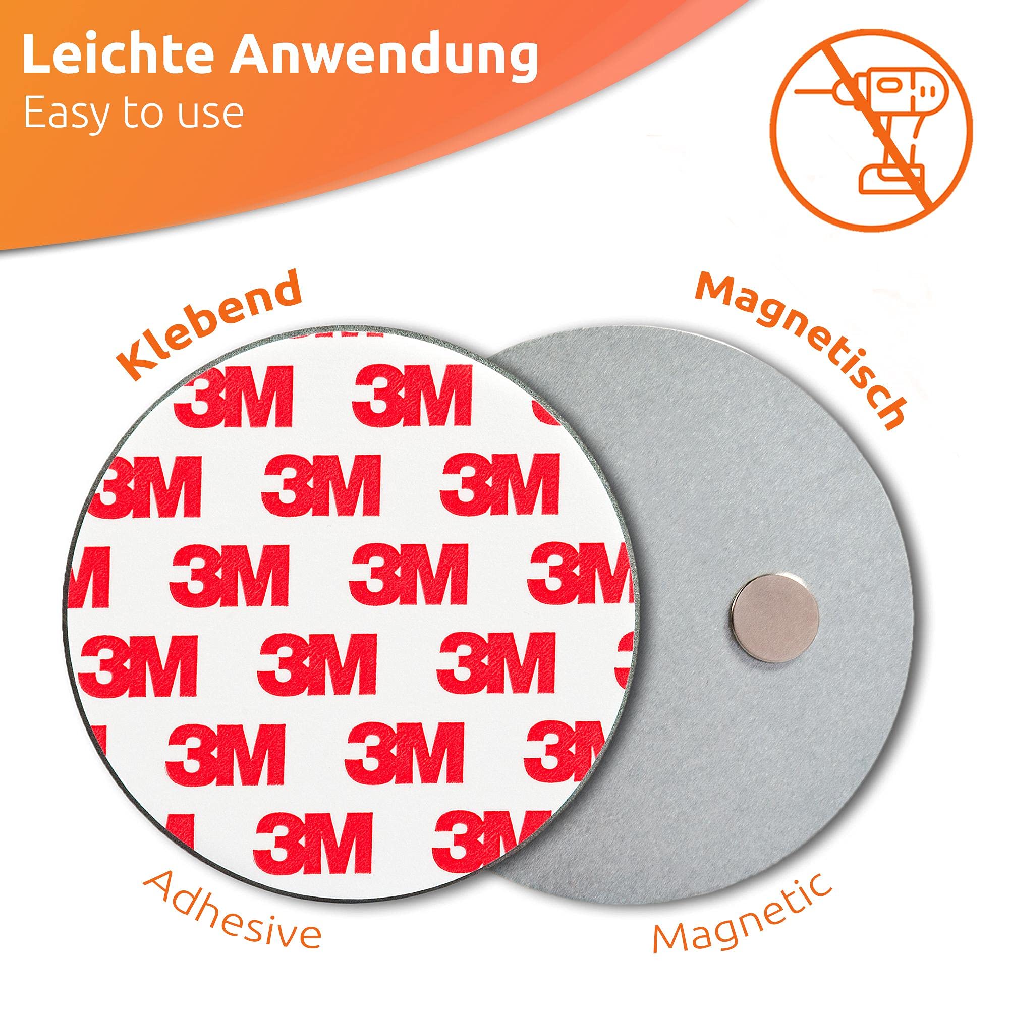 ECENCE 3pcs Magnetic Smoke Detector Mount Magnetic Adhesive Pads For Smoke Alarms Ø 70mm - Fast & Safe Mounting - No Drilling Or Screws - Fire Protection - Installation Tool