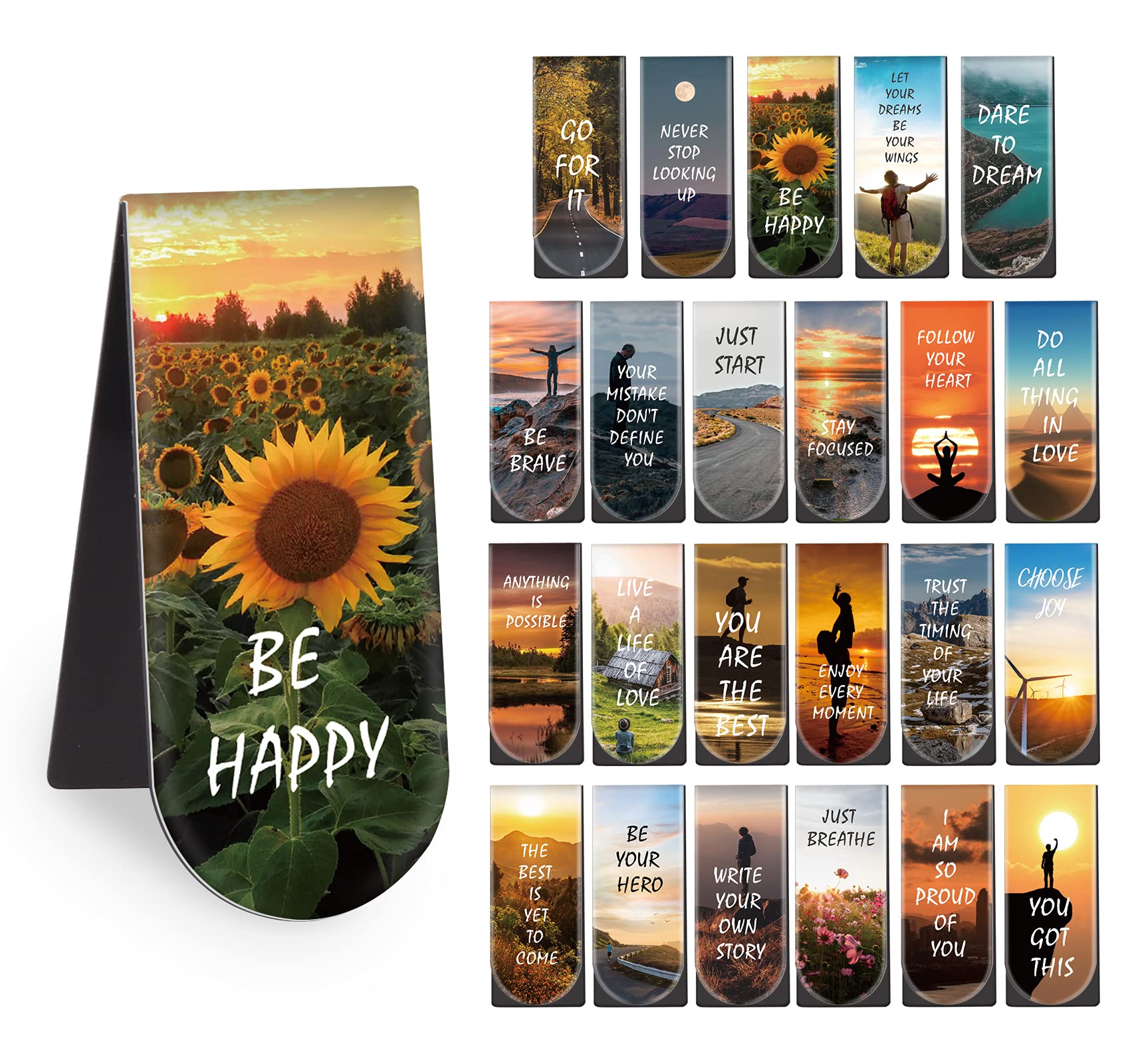 Magnetic Bookmarks 46Pcs Inspirational Book Mark Magnetic Page Markers Page Clip with Magnet for Students Teachers School Home Office Reading Supplies, Nature Scenery Pattern