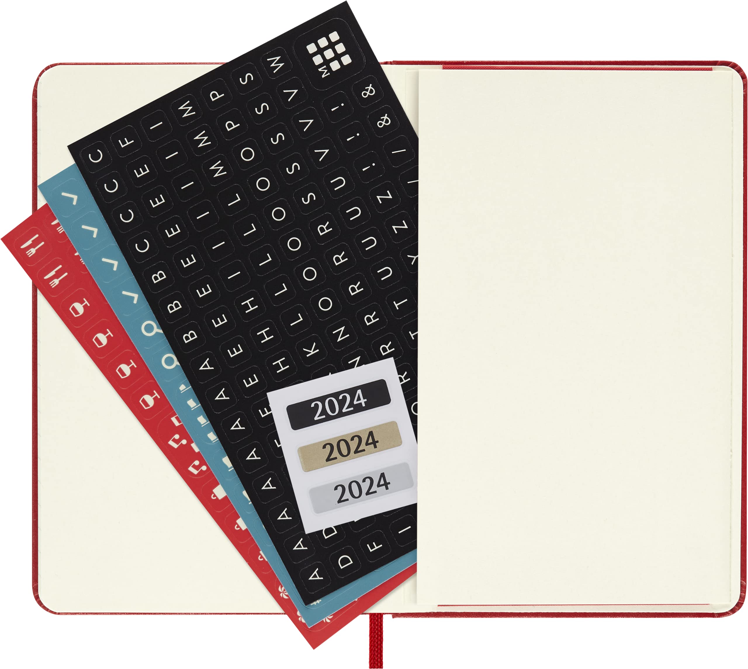 Moleskine Daily Agenda 12 Months 2024, Agenda 2024, Size Pocket 9x14, Hard Cover and Elastic Closure, Colour Scarlet Red