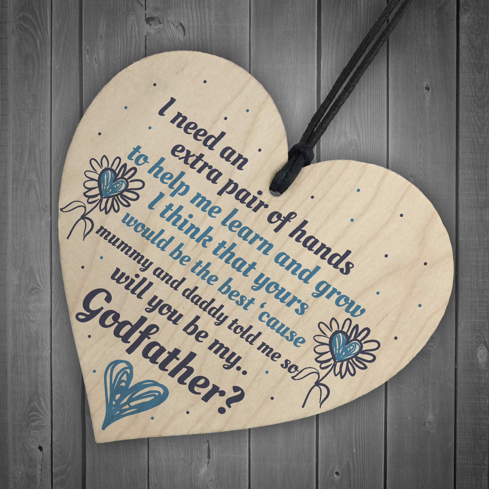 RED OCEAN GODMOTHER GODFATHER Will You Be My Godfather Wooden Heart Plaque Goddaughter Godson Christening Asking Gifts
