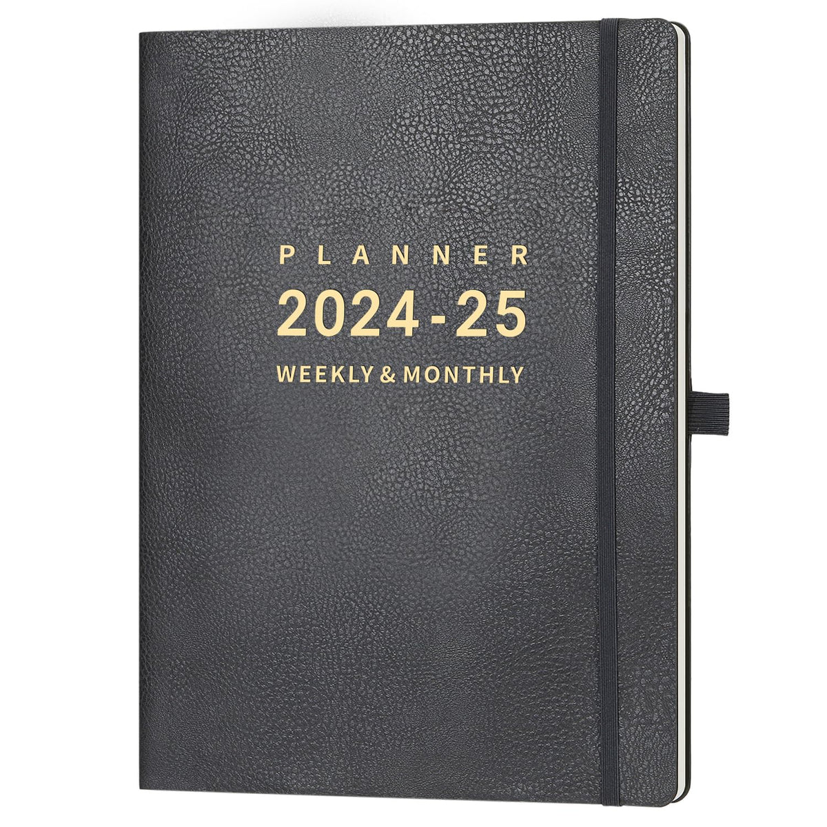 Academic Diary 2024-2025 - A4 Diary 2024-2025 Week to View from July 2024 to June 2025 with Soft Leather Cover, Grey, Elasticated Closure, Back Pocket, Pen Loop, 21.7 x 28.3 x 1.5 cm