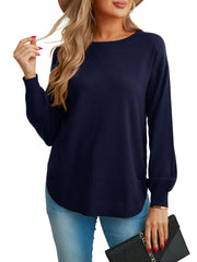 GRECERELLE Stylish Long Sleeve Jumpers for Modern Women (Navy Blue, XL)