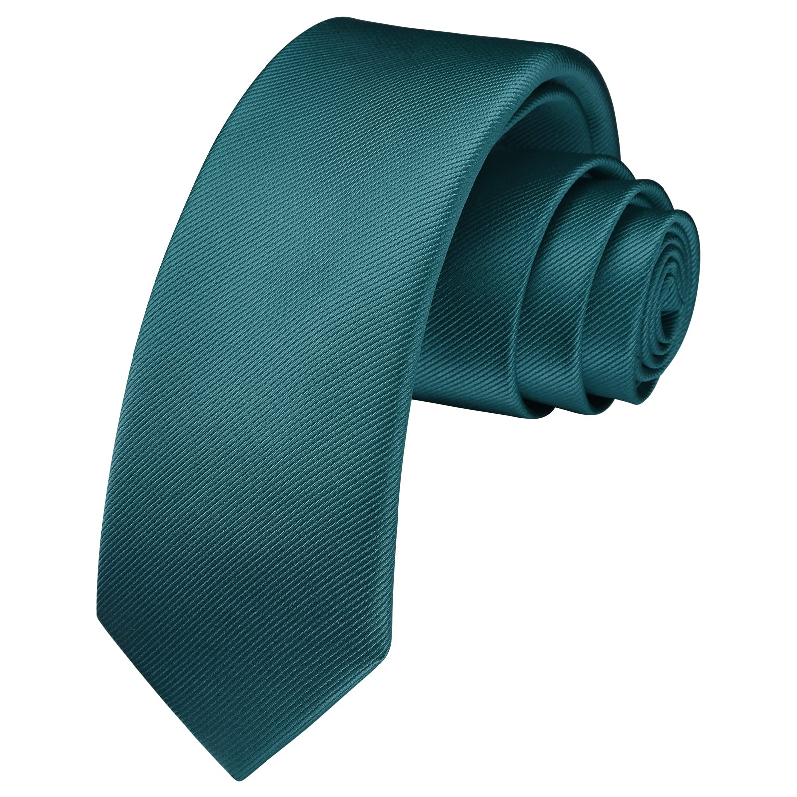 HISDERN Teal Tie Silk Skinny Tie Slim ties For Men Solid NeckTie Classic Formal Tie For Business Wedding(6cm)