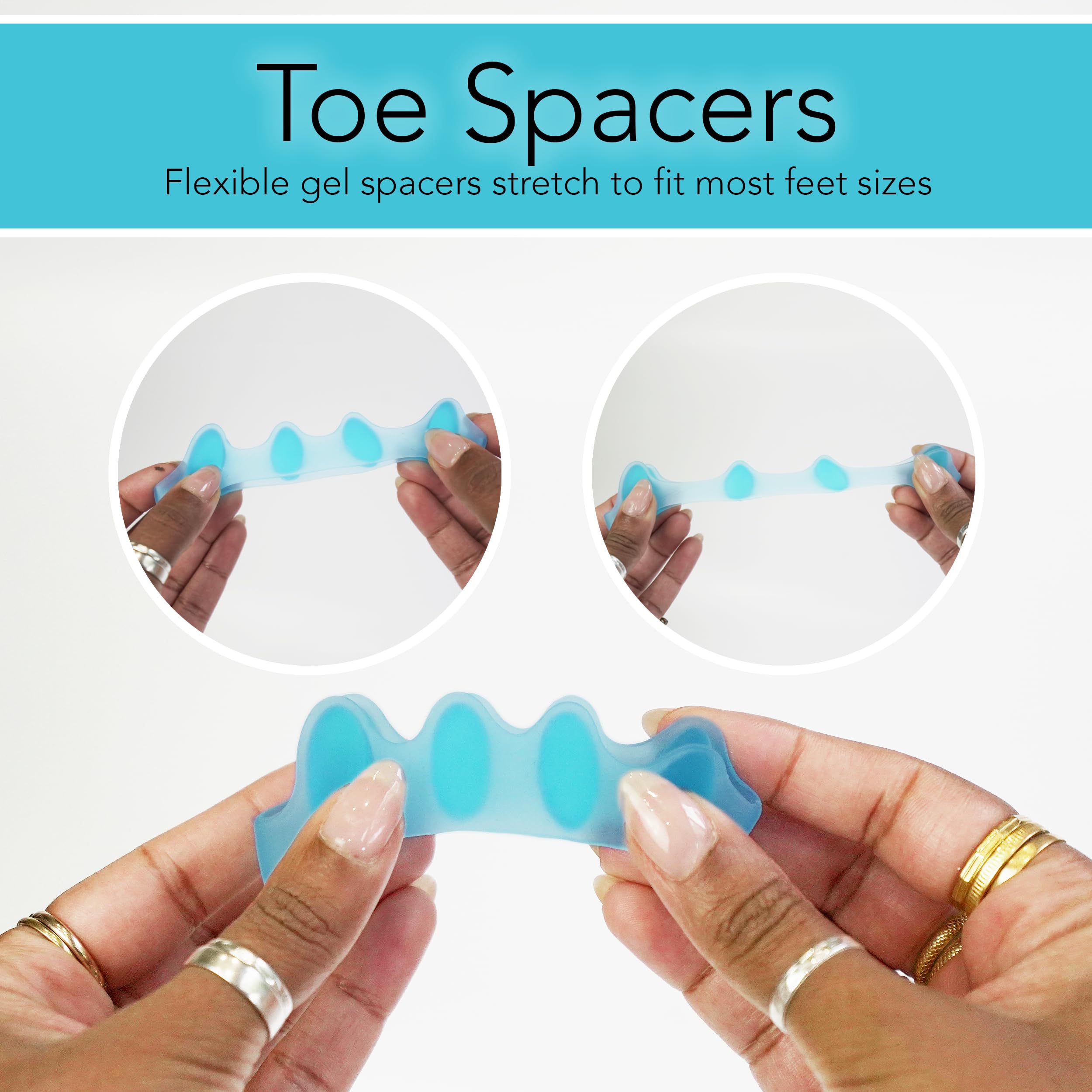 Toe Separators (2 Pairs Blue) - Correct Your Toes with Toe Spacers, Help Relieve Foot Pain, Hammertoe, Bunions by unel