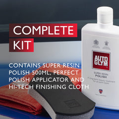 Autoglym Super Resin Polish Kit - Includes 500ml Super Resin Polish, (1) Perfect Polish Applicator, (1) Hi-Tech Finishing Cloth