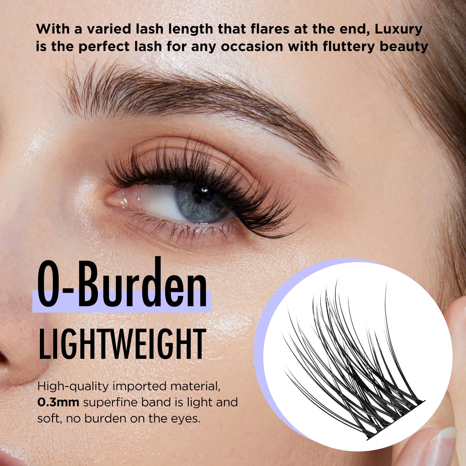 BEYELIAN Cluster Lashes, C Curl Individual Lashes, 72 Pcs Cluster Eyelash Extensions 0.07mm 10-16mm Mixed DIY Lash Clusters Reusable Super Thin Black Band Eyelashes at Home (Luxury)