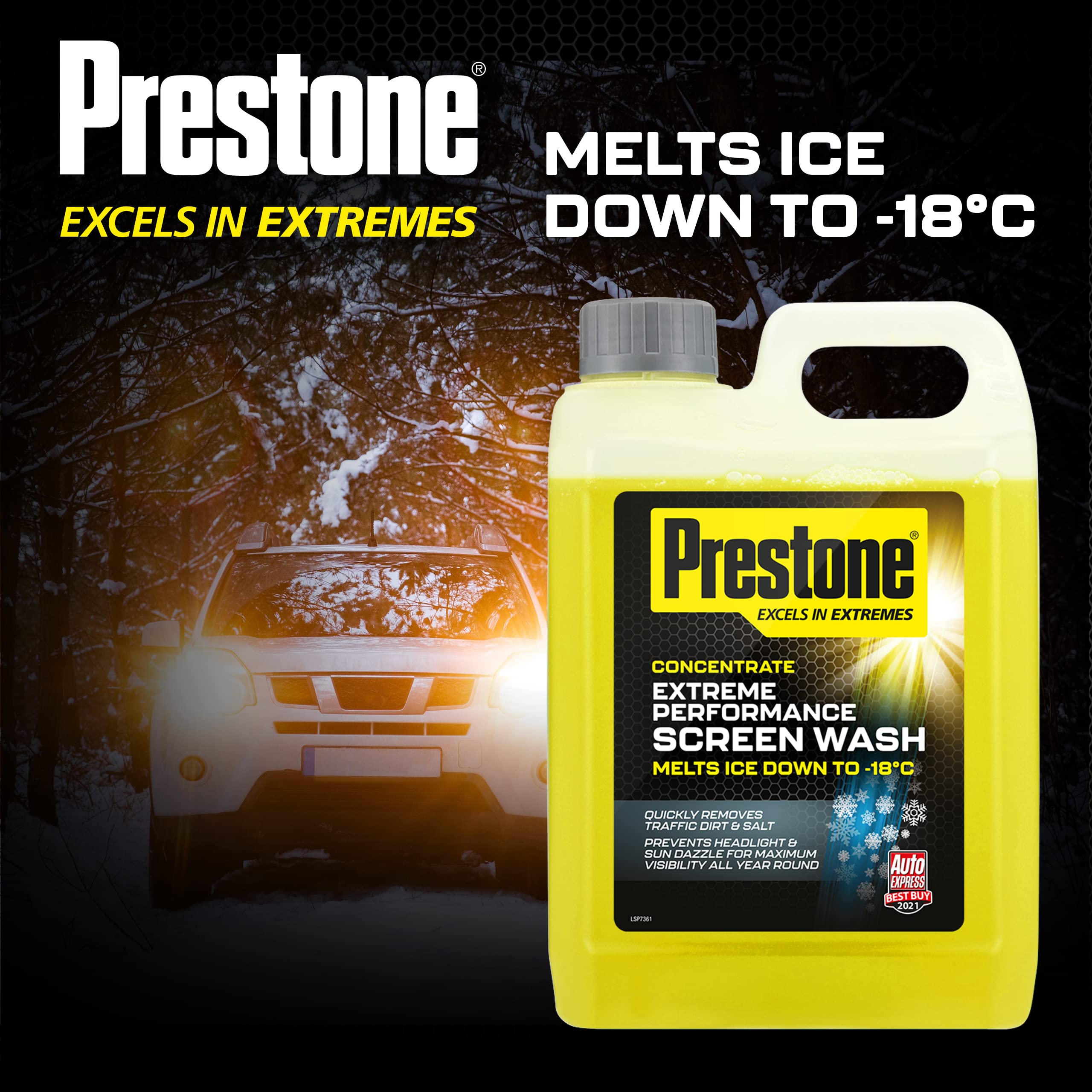 Prestone Screenwash Concentrate 2.5L, Screen Wash For Cars - Winter, High Performance Cleaning With Streak Free Formula, Extreme Performance Super Concentrated Screenwash, Reduce Plastic, 2.5 Litre