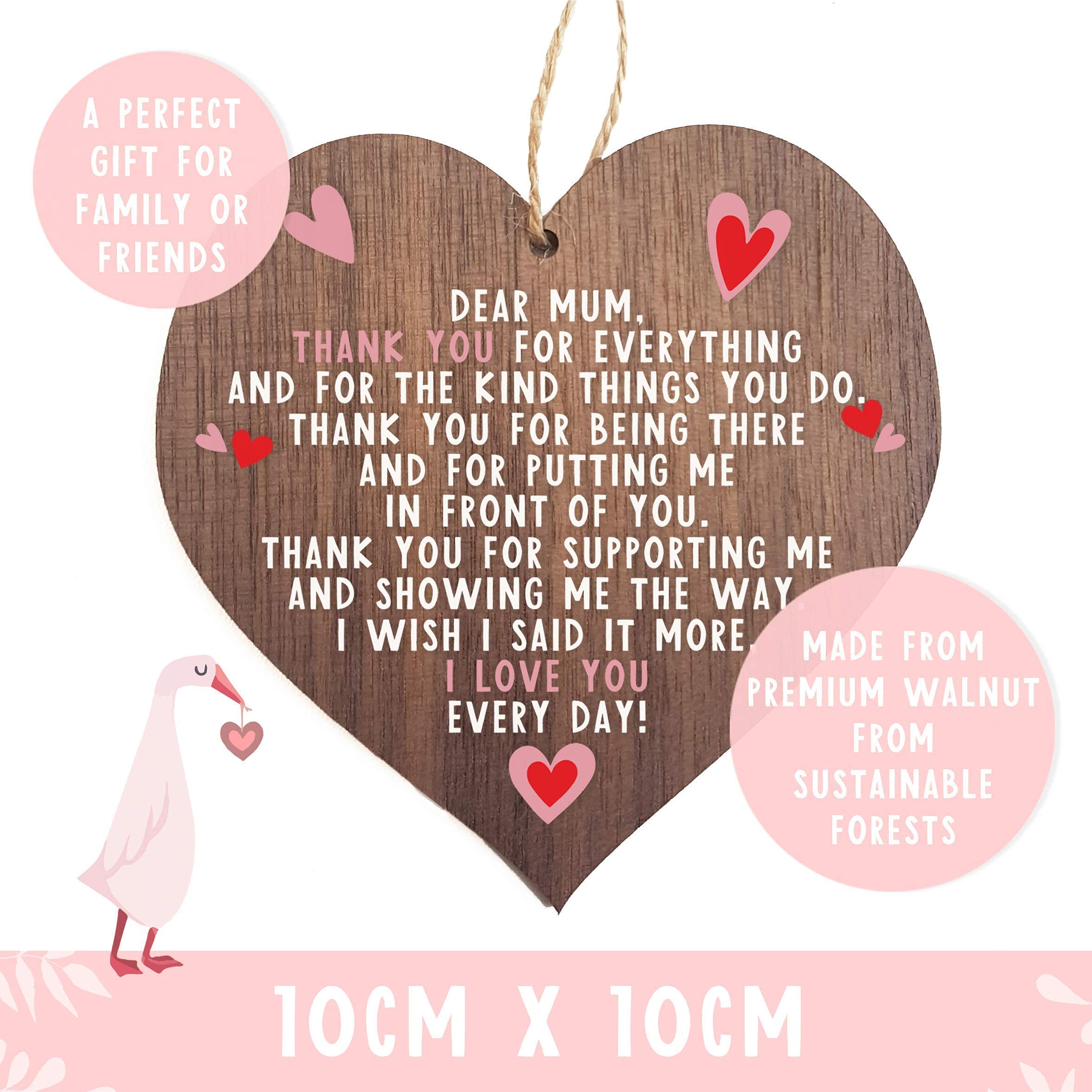 A present for mum   I love you mum present gifts   best mum ever in the world   handmade plaque presents   heart wooden hanging plaques   mother from daughter thank you   christmas