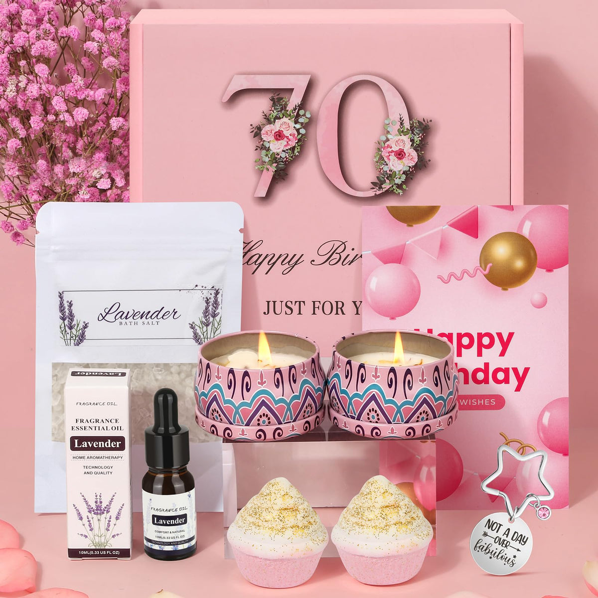 70th Birthday Gifts for Women, Pamper Birthday Gifts Sets Hamper for Women, Mum, Mother, Friend, Sister, Wife, Her, Self Care Relaxation Spa, Relax Bath Gift Birthday Presents for Women