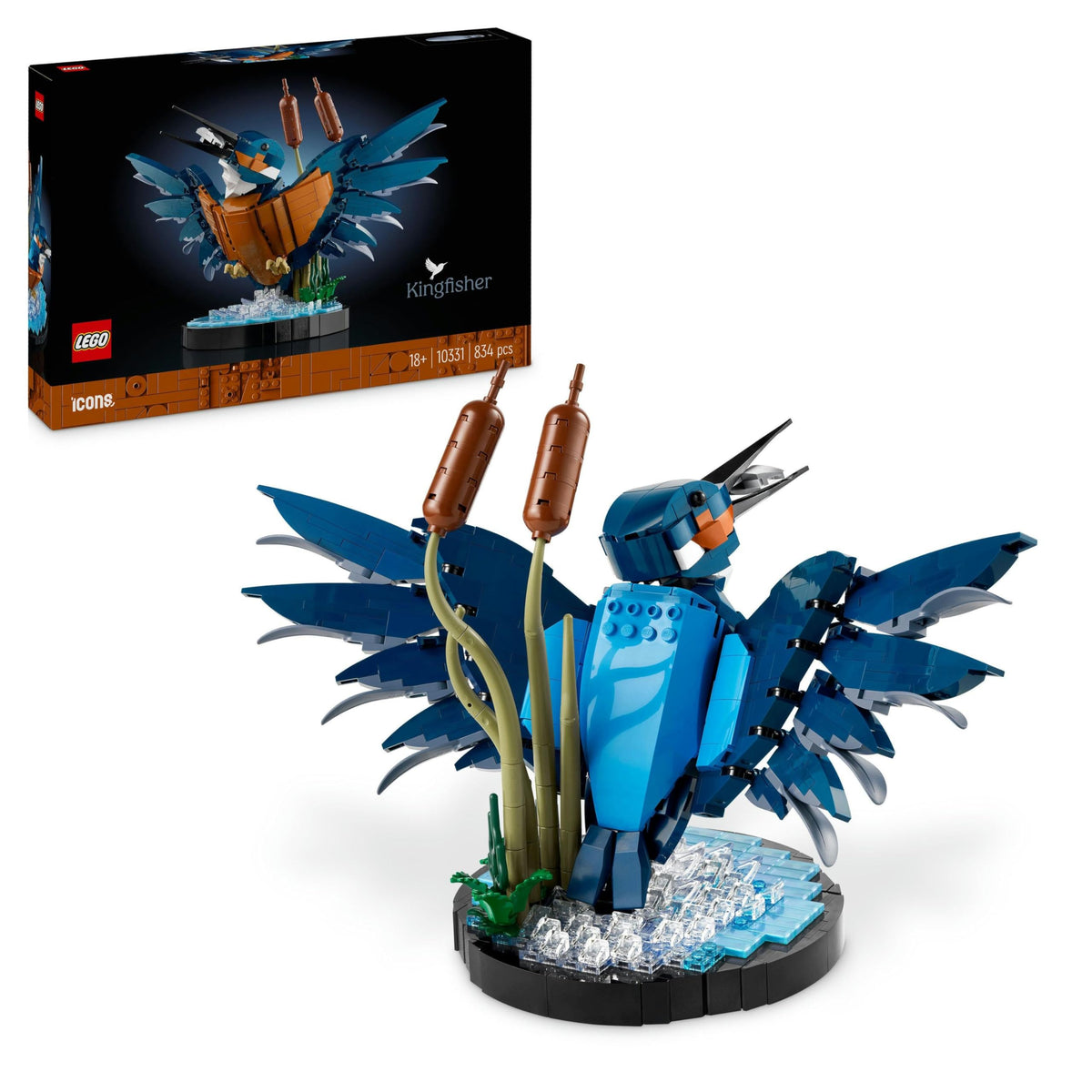 LEGO Icons Kingfisher Bird Set, Model Building Kit for Adults to Build with Water Setting Display Stand, Great Home and Office Desk Décor, Valentine's Day Gifts for Women, Men, Her or Him, 10331