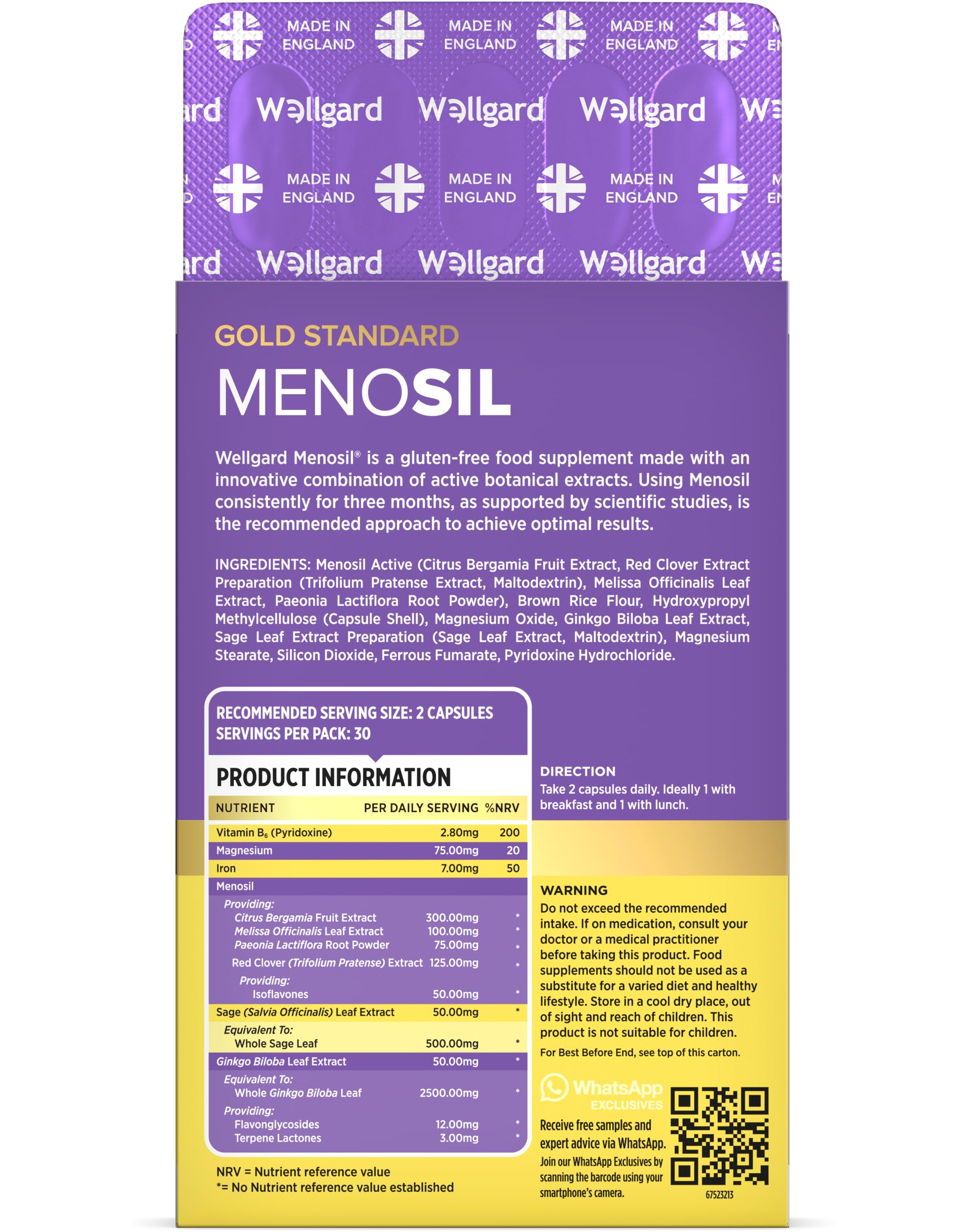 Wellgard Menosil Perimenopause Support for Women - Scientifically Proven Perimenopause Support for Women, Made in UK