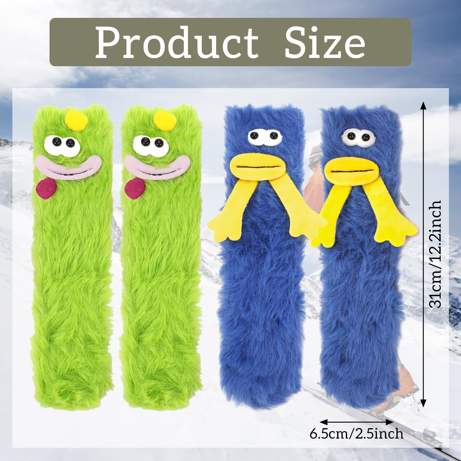 Zuimei 2 Pairs Fluffy Cartoon Monster Socks,Fuzzy Cute Monster Socks Warm Cozy Winter Warm Soft Slipper Sock Cute Fluffy Socks Women Non Slip Fluffy Socks for Women Girls