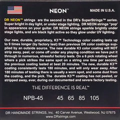 DR Strings HI-DEF NEON™ - PINK coloured Bass Strings: Medium 45-105